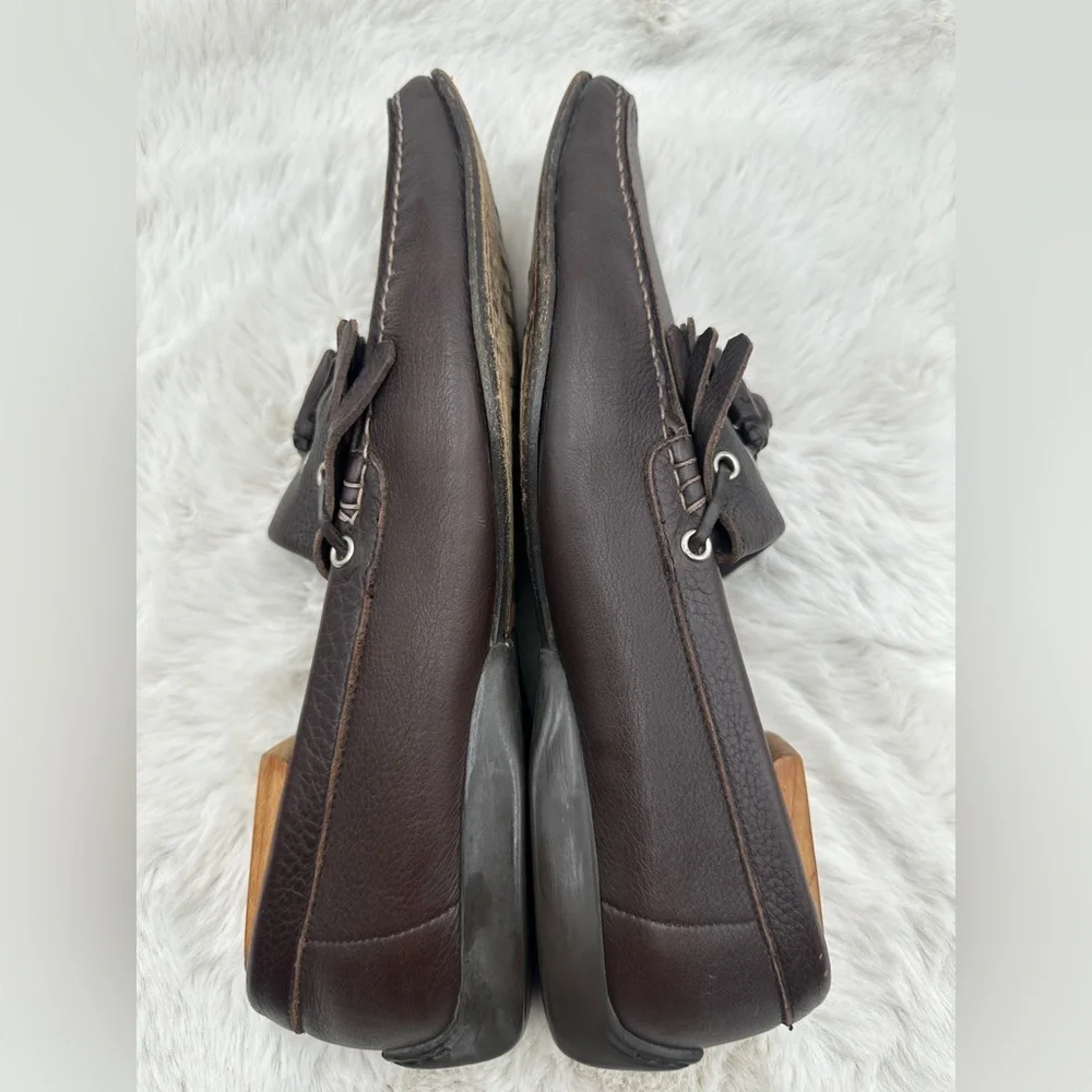 Salvatore Ferragamo tassel loafer brown pebble leather‎ dress shoes 11.5 D